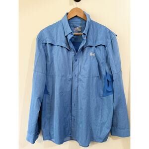 Under Armor Fishing Shirt Men’s Large Blue Good Condition